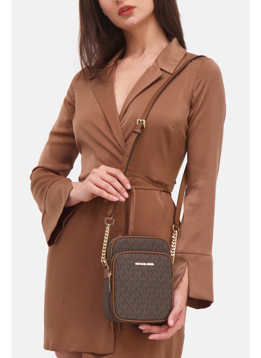 Michael Kors Women Brand Logo Chain Cross Body Bag 22 H x15 L x 8 W cm, Dark Brown  - Image 2