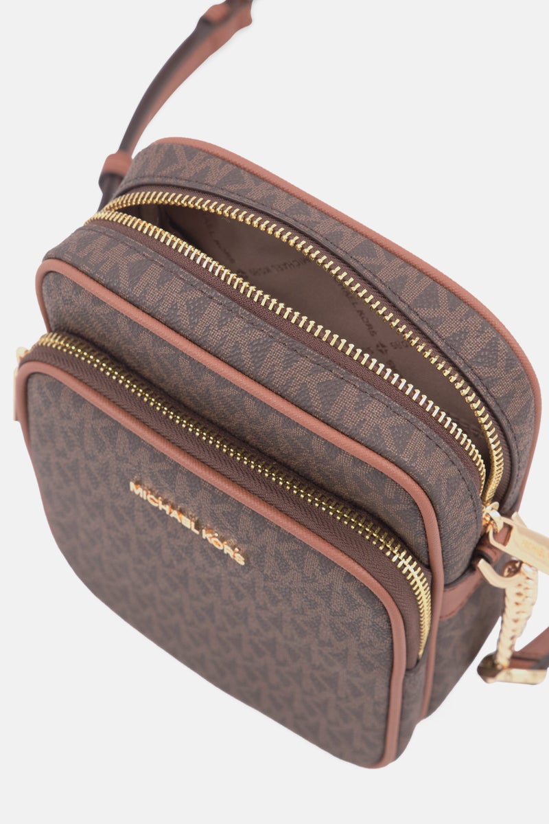 Michael Kors Women Brand Logo Chain Cross Body Bag 22 H x15 L x 8 W cm, Dark Brown - Image 4