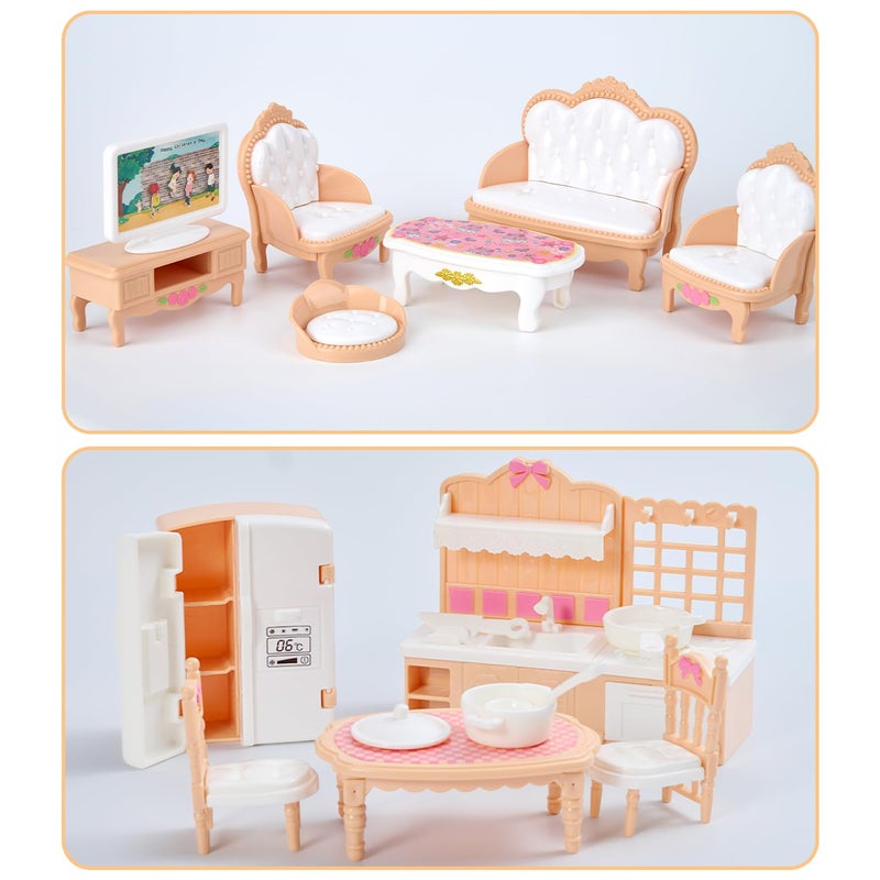Thildani 35 Pcs Dollhouse Furniture Accessories Set Mini House Furniture Small Dollhouse Miniature Furniture Play House Accessories 1:12 Tiny Kitchen Bedroom LivingRoom Bathroom Boy Girl Toddler3Y+ - Image 3