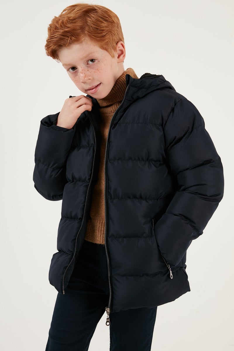 Lela معطف شتوي مبطن ببطانة قطنية مع غطاء ور pockets معطف أولاد 5761911  - Image 4