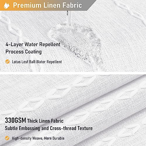 BTTN Extra Long Shower Curtain, 72x96 Inch Long Boho Chic Linen Fabric Weighted Shower Curtain Set with Plastic Hooks, Tall Modern Farmhouse Aesthetic Tassel Cloth Shower Curtain for Bathroom - White - Image 4