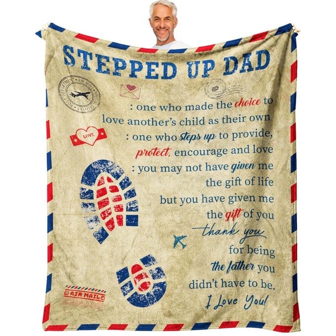 STEPPED UP DAD GIFTS CHRISTMAS BIRTHDAY GIFTS FOR BONUS DAD STEPDAD GIFTS FROM DAUGHTER GIFTS FOR STEPDADS FROM SON BEST STEPDAD EVER GIFTS STEPFATHER GIFT THROW BLANKET 60 X 50 INCH