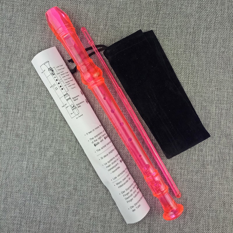 Generic Transparent color clarinet 8-hole straight flute 8-hole flute German-style G-tone student beginner teaching English outfit Pink 8 holes 