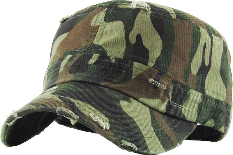 Funky Junque Distressed Military Hat – Newsboy Hats for Women, Short Brim Army Baseball Cap, Womens Cadet Hat Trendy Style - Image 1