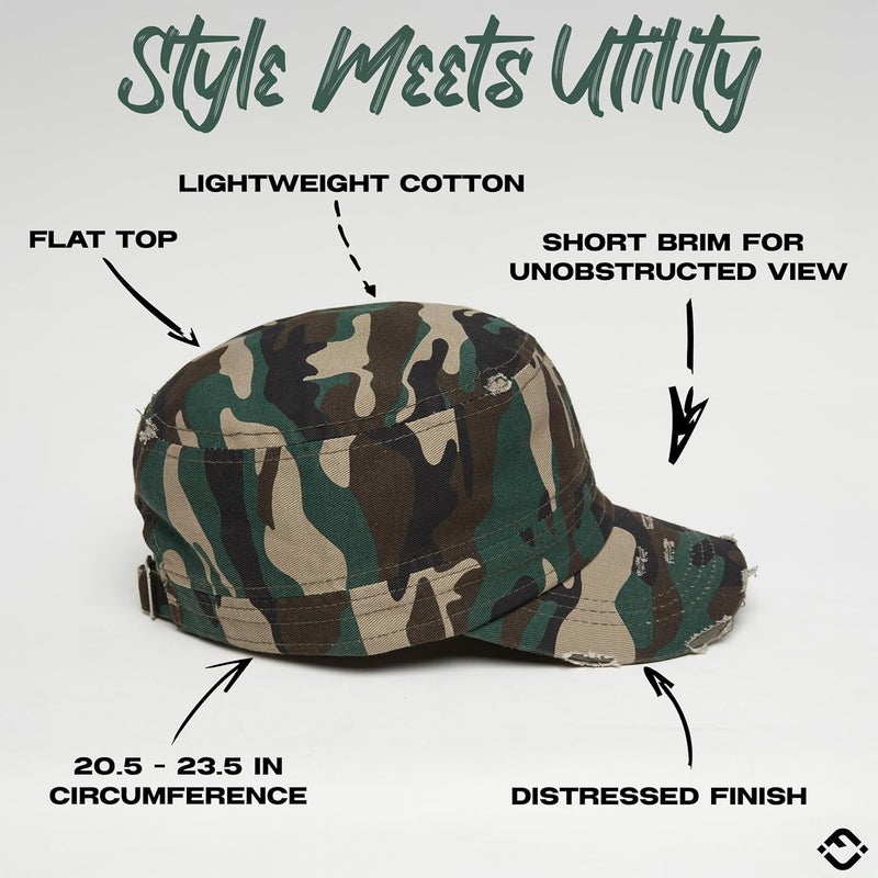 Funky Junque Distressed Military Hat – Newsboy Hats for Women, Short Brim Army Baseball Cap, Womens Cadet Hat Trendy Style - Image 3