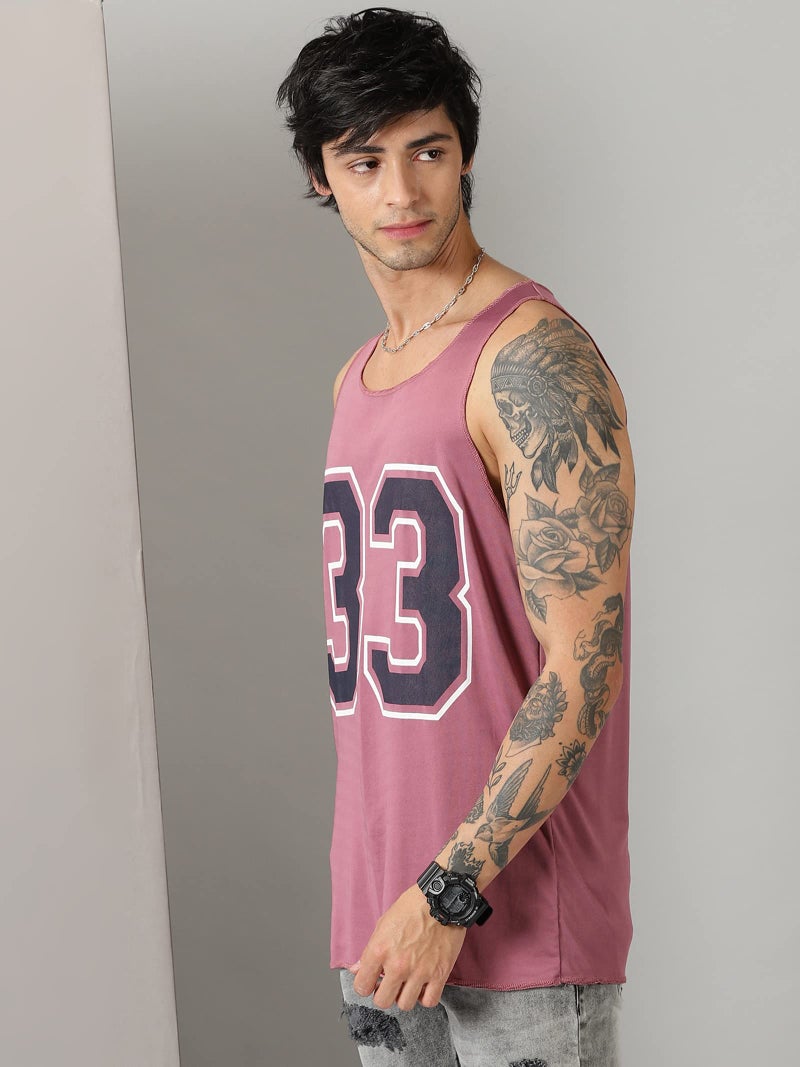 RodZen Men's Polyester Regular Fit Printed Sleeveless T-Shirt (RZMG12POLY33MAUVE-2XL_Mauve-2XL) - Image 4