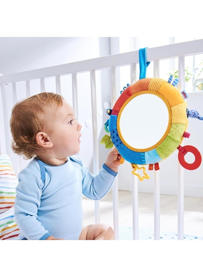 HABA Rainbow Discovery Mirror - Hang from Crib or Use as a Pillow with Entertaining Elements for Baby to Explore - Image 2