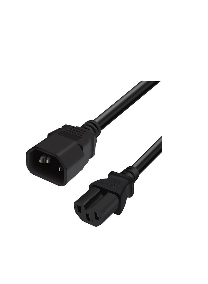 Terabyte Computer Power Extension C14 Male to C15 Female Power Cable 3 Mtr Black - Image 1