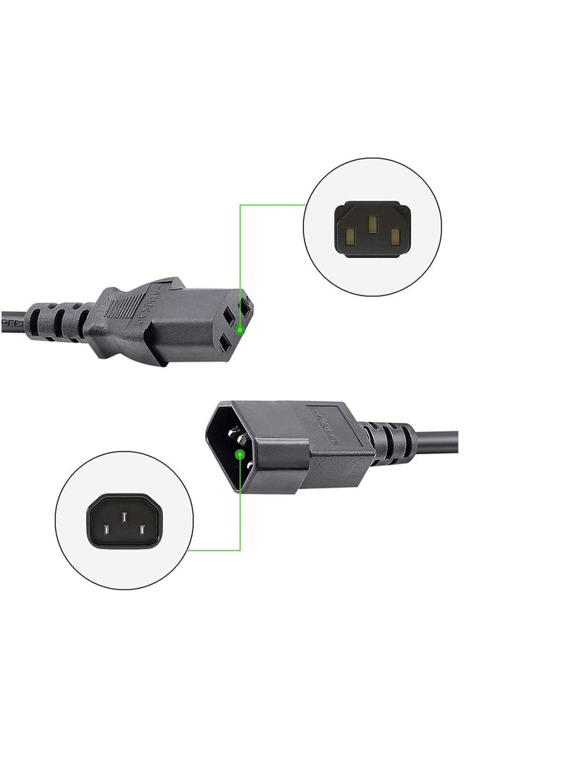 Terabyte Computer Power Extension C14 Male to C15 Female Power Cable 3 Mtr Black - Image 2