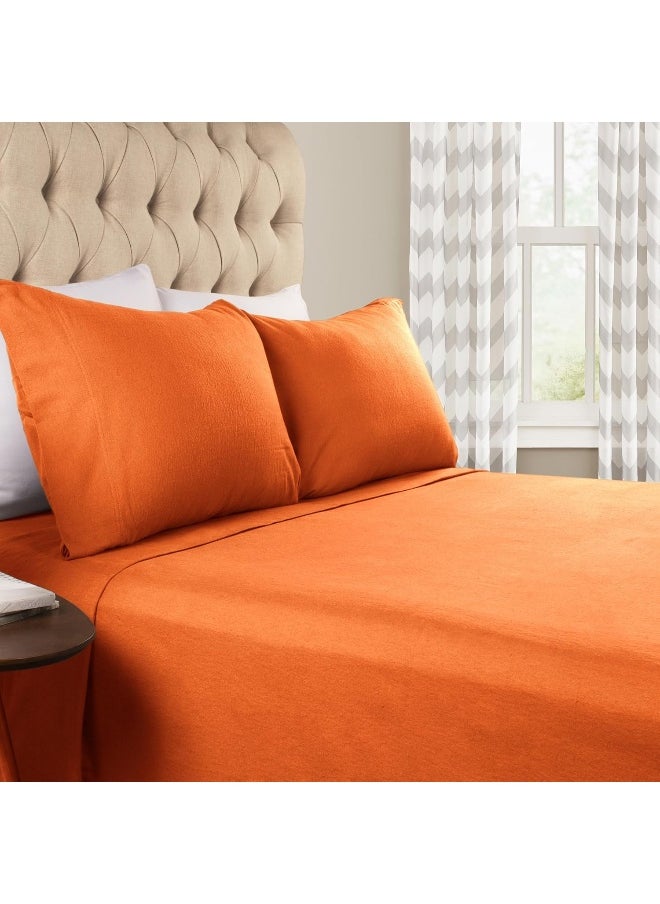 Superior Superior Premium Cotton Flannel Sheets, All Season 100% Brushed Cotton Flannel Bedding, 4-Piece Sheet Set with Deep Fitting Pockets - Pumpkin Solid, Queen Bed  - Image 2