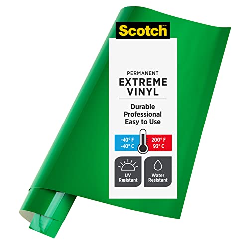 Scotch Extreme Premium Vinyl, 12 x 24 in, Perfect for Outdoor and Automotive Projects, Holds Securely Under The Toughest Conditions, Kelly Green (VIN-EX-KGRN) - Image 1