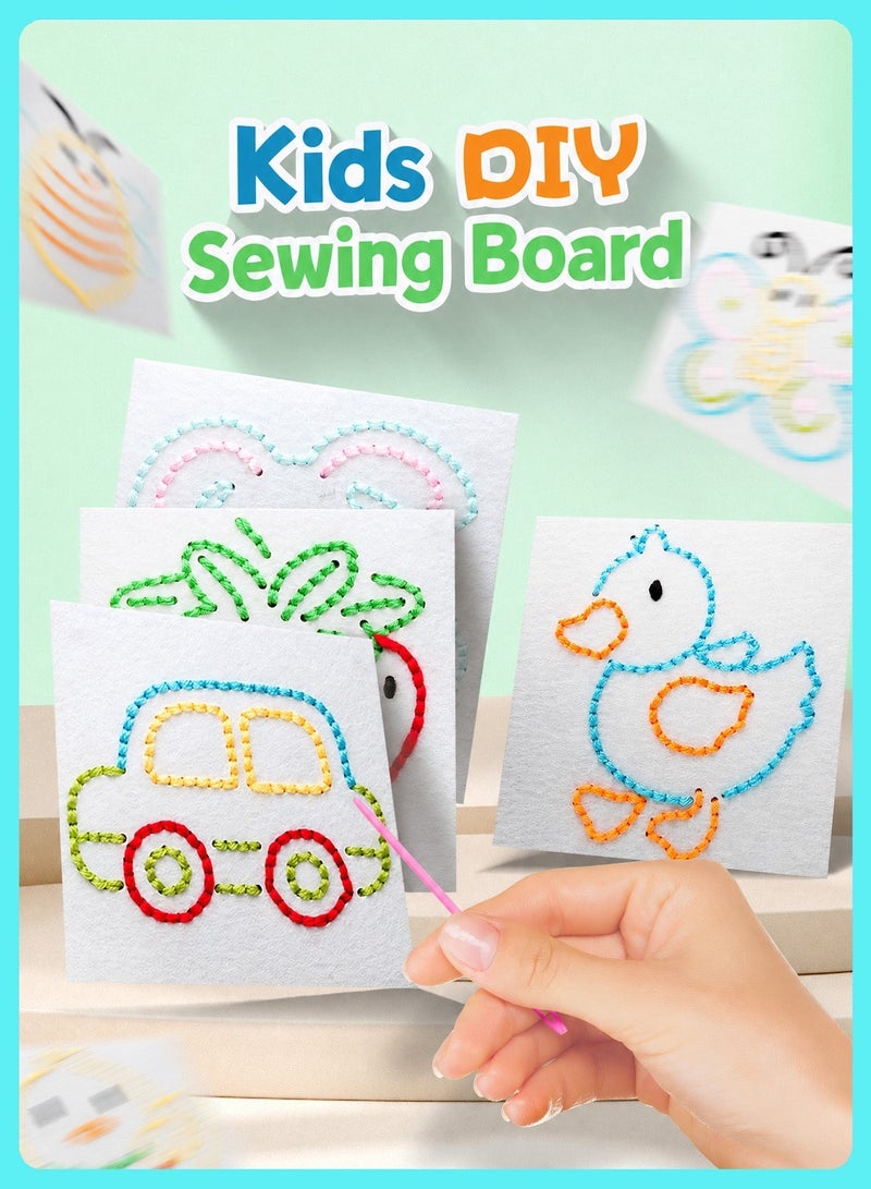 BELANO 20 Pcs Kids Sewing Kit for Beginners, Assorted Patterns Includes Plastic Needles, Threads, DIY Sewing Board Felt Craft Kit for Kids, Thread Lacing Toy to Develop Fine Motor Skills - Image 2