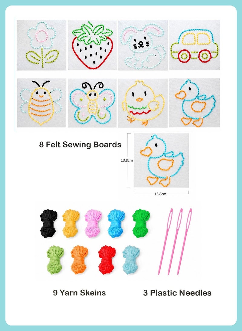 BELANO 20 Pcs Kids Sewing Kit for Beginners, Assorted Patterns Includes Plastic Needles, Threads, DIY Sewing Board Felt Craft Kit for Kids, Thread Lacing Toy to Develop Fine Motor Skills - Image 3