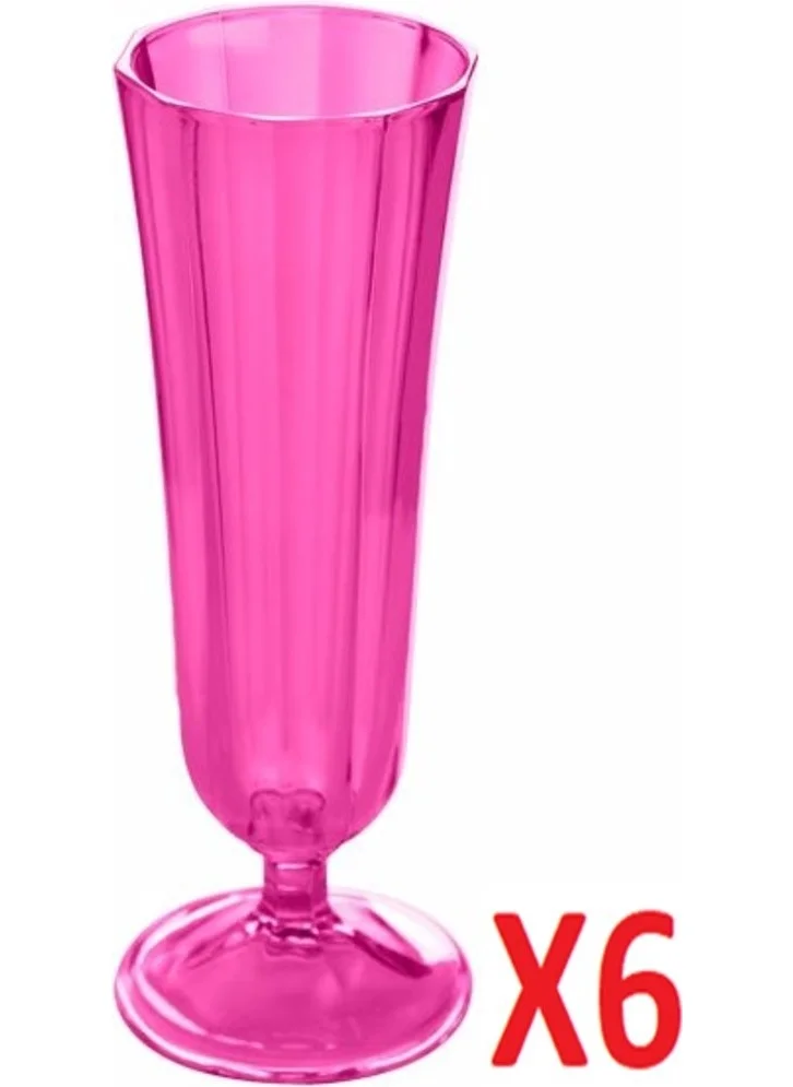 بورلاند Pink Flute Champagne Glass 130 cc Set of 6