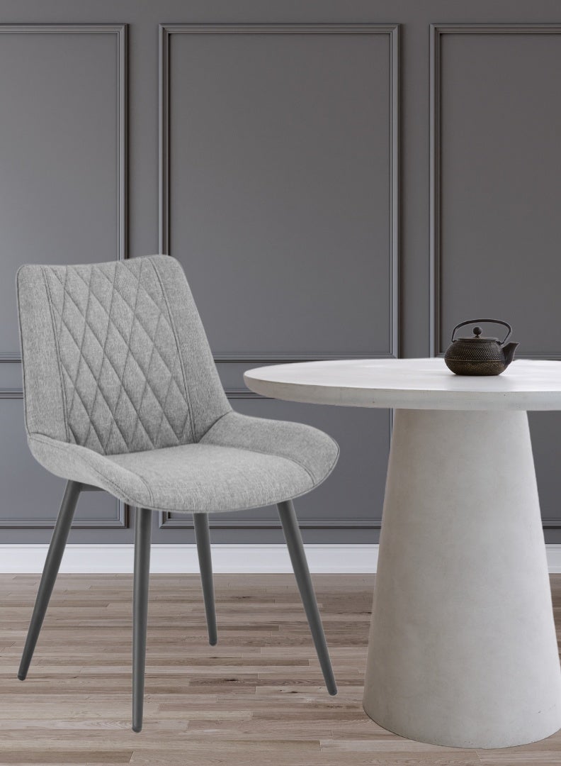 AFT Ergonomic Upholstered Dining Chair with Quilted Backrest – Sturdy Metal Legs, Soft Fabric Seat – Dimensions 85cm Height x 60cm Depth x 54cm Width – Seat Height 48cm – 130 KG Weight Capacity – Modern Design for Home or Office.  Grey (Arfan) - Image 5