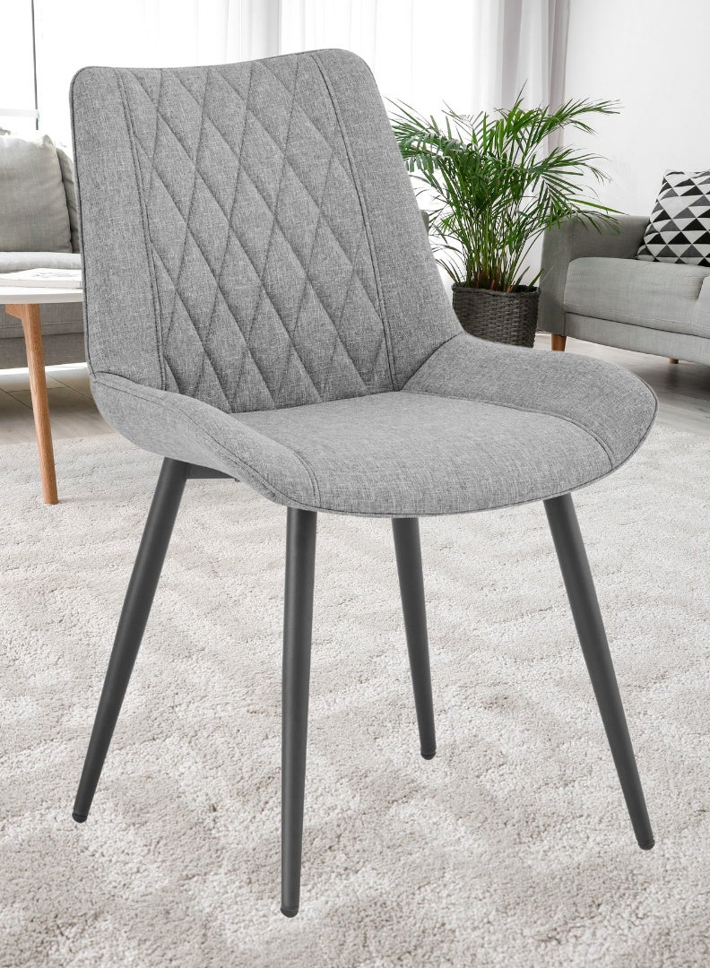 AFT Ergonomic Upholstered Dining Chair with Quilted Backrest – Sturdy Metal Legs, Soft Fabric Seat – Dimensions 85cm Height x 60cm Depth x 54cm Width – Seat Height 48cm – 130 KG Weight Capacity – Modern Design for Home or Office.  Grey (Arfan) - Image 3