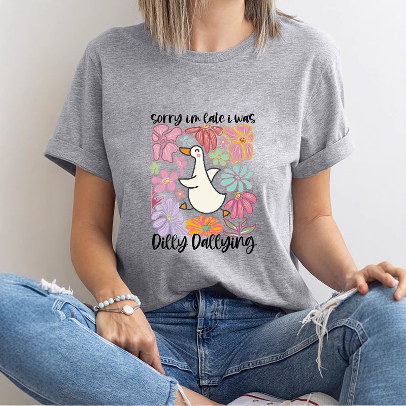 Independent Station Women'S Tops Round Neck Cartoon Printed Short-Sleeved T-Shirt-M - Image 2