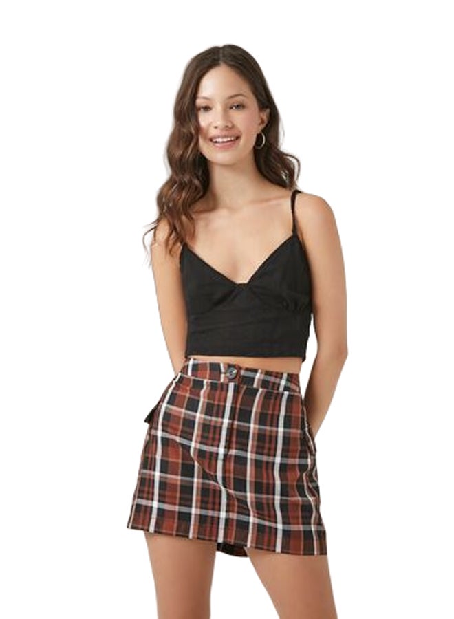 FOREVER 21 تنورة قصيرة منقوشة بقصة A - Image 1