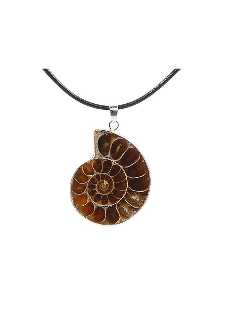 ربي REBUY Natural Ammonite Fossil Jewelry Pendant Necklace for Women & Girls - Image 1