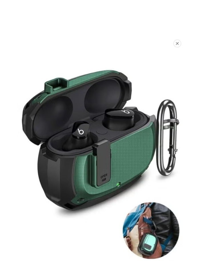 Beats Studio Buds Case, Secure Lock Hard Shell Protective Skin Cover Shockproof Case, with Carabiner Support Wireless Charge - Image 1