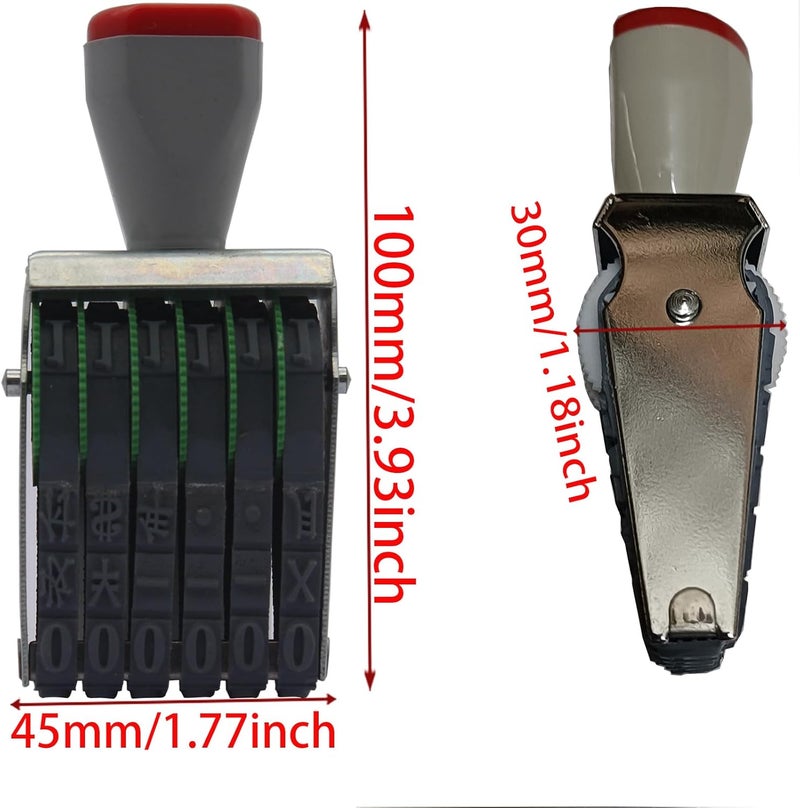 zeng Adjustable Number Stamp, with Number 0-9 and Symbols, Manual Rolling Office Business Stamp, Supermarket & School Supplies, Multicolor (Large 6 Digit) - Image 2