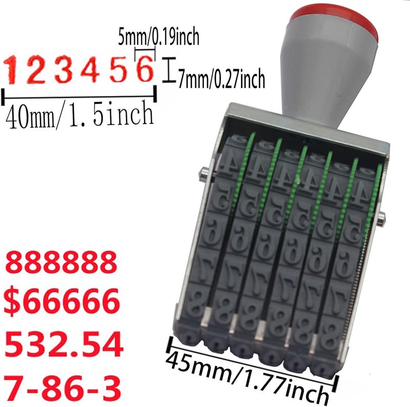 zeng Adjustable Number Stamp, with Number 0-9 and Symbols, Manual Rolling Office Business Stamp, Supermarket & School Supplies, Multicolor (Large 6 Digit) - Image 3