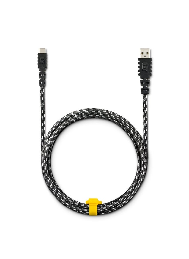 CAT كابل شحن USB-C إلى USB بسرعة عالية مع تخفيف الضغط بطول 6 أقدام باللونين الأسود والأبيض  - Image 1