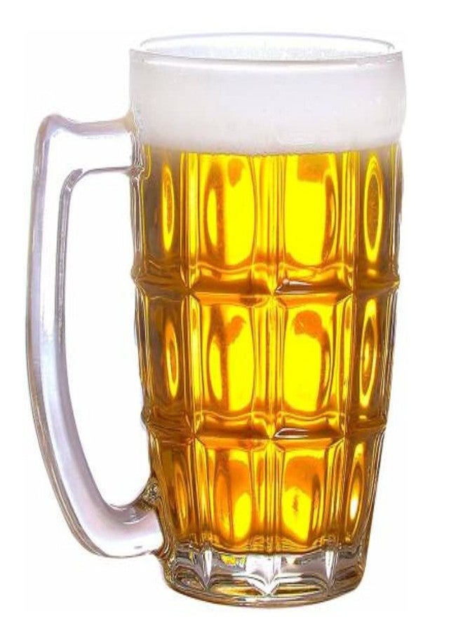 Kosh Lucky Thailand Transparent Fancy Stylish Crystal Clear Heavy Base Modern Beer Mug Glass Set with Handle for your Home Bar (400 ml, Clear) - Pack of 5 - Image 4