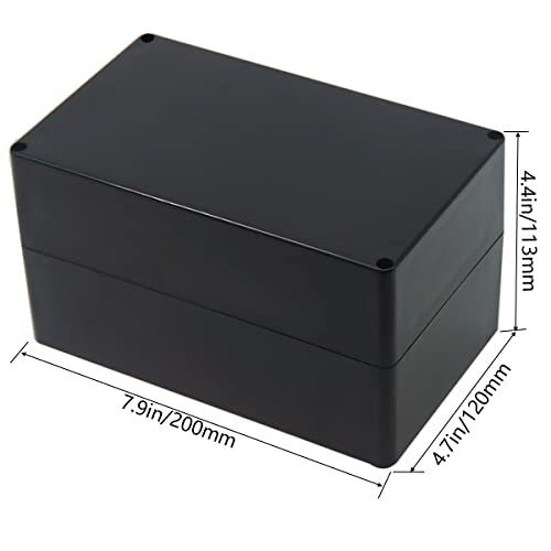 Zulkit Junction Box, Zulkit Project Box IP65 Waterproof Outdoor Box ABS Plastic Electrical Boxes Electronic Enclosure Black 7.9 x 4.7 x 4.4 inch(200 x 120 x 113 mm)(Pack of 1) - Image 2