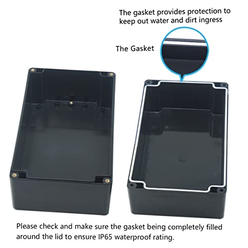 Zulkit Junction Box, Zulkit Project Box IP65 Waterproof Outdoor Box ABS Plastic Electrical Boxes Electronic Enclosure Black 7.9 x 4.7 x 4.4 inch(200 x 120 x 113 mm)(Pack of 1) - Image 4