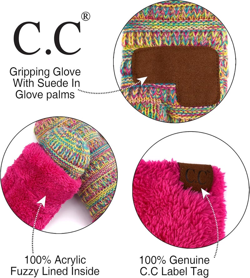 Cc Women Thick Faux Fur - Sherpa Fleece Lined Warm Winter Mittens - Image 4