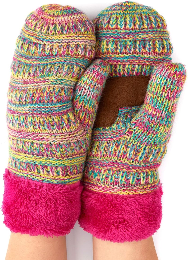 Cc Women Thick Faux Fur - Sherpa Fleece Lined Warm Winter Mittens - Image 1