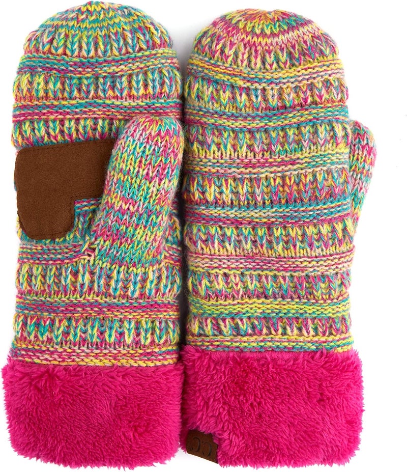 Cc Women Thick Faux Fur - Sherpa Fleece Lined Warm Winter Mittens - Image 2