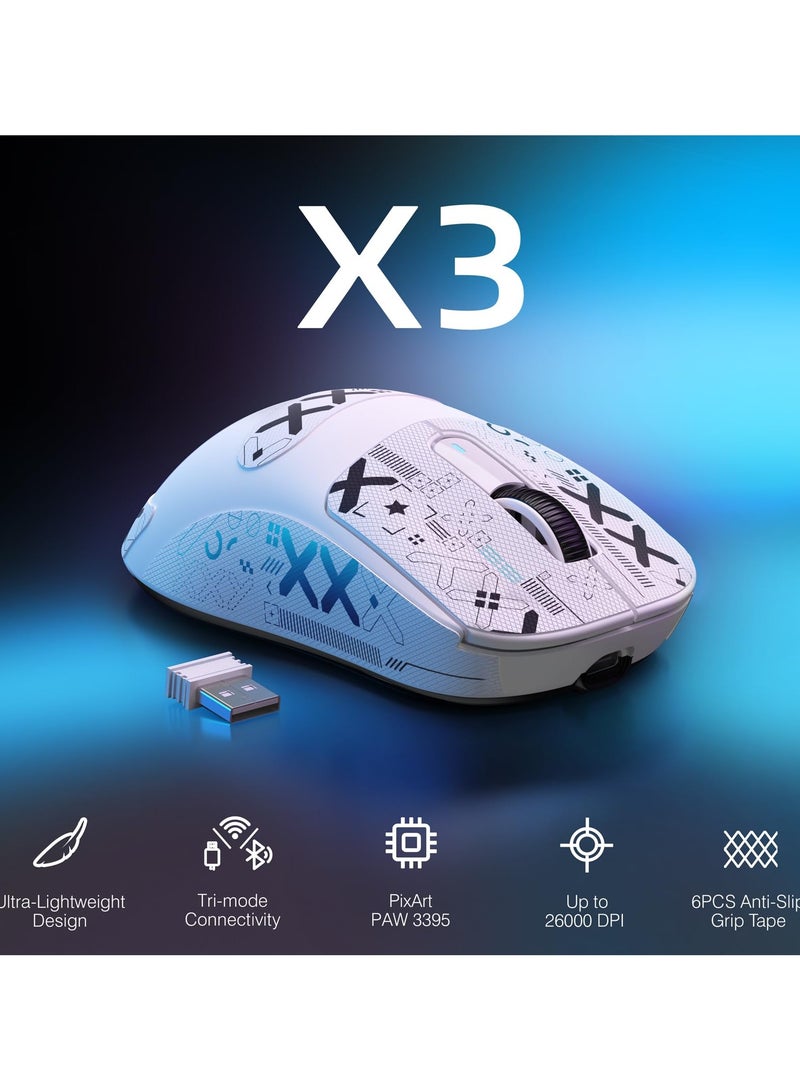 Attack Shark X3 Wireless Gaming Mouse, 49g Ergonomic Computer Mouse, Triple Modes PAW3395 26K DPI Optical Sensor, 200h Battery Life, Programmable Buttons, Gaming Accessories for PC/Laptop/Mac - Image 2