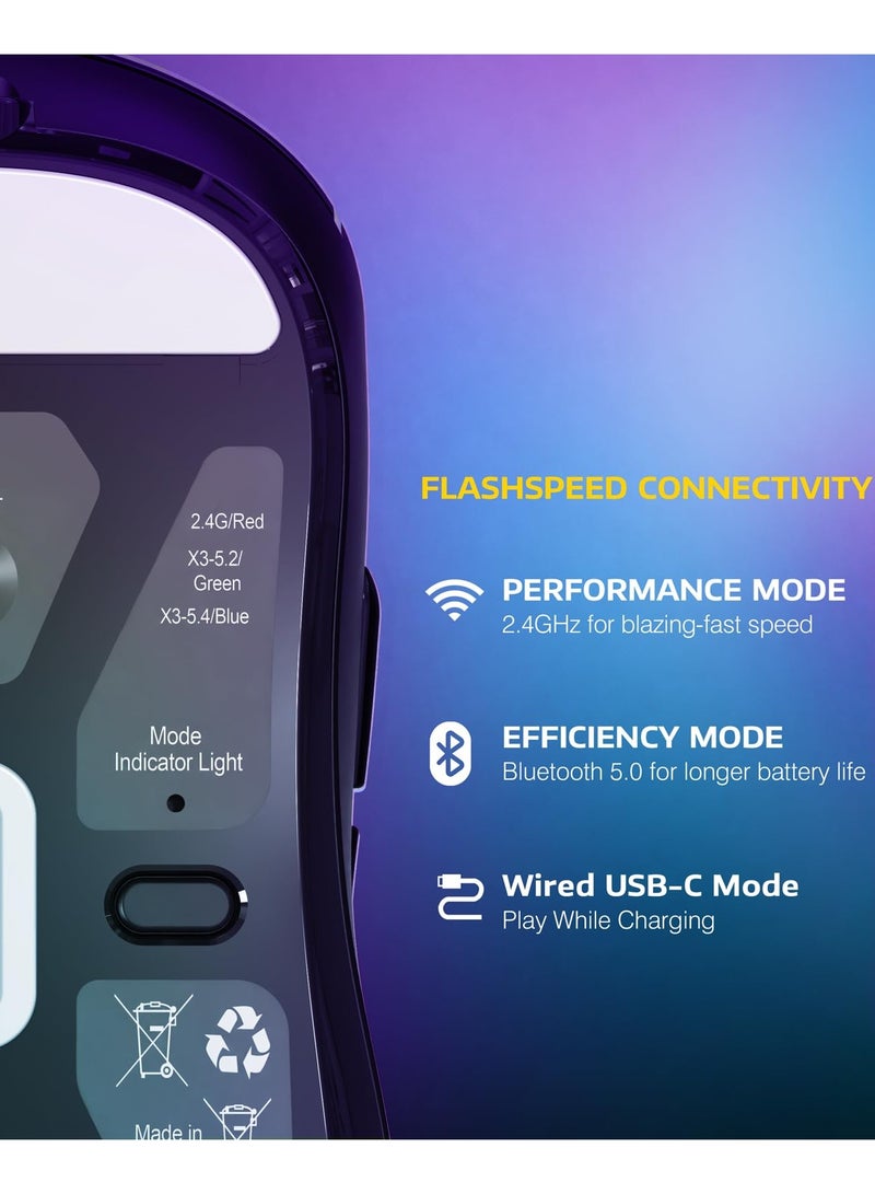 Attack Shark X3 Wireless Gaming Mouse, 49g Ergonomic Computer Mouse, Triple Modes PAW3395 26K DPI Optical Sensor, 200h Battery Life, Programmable Buttons, Gaming Accessories for PC/Laptop/Mac - Image 4