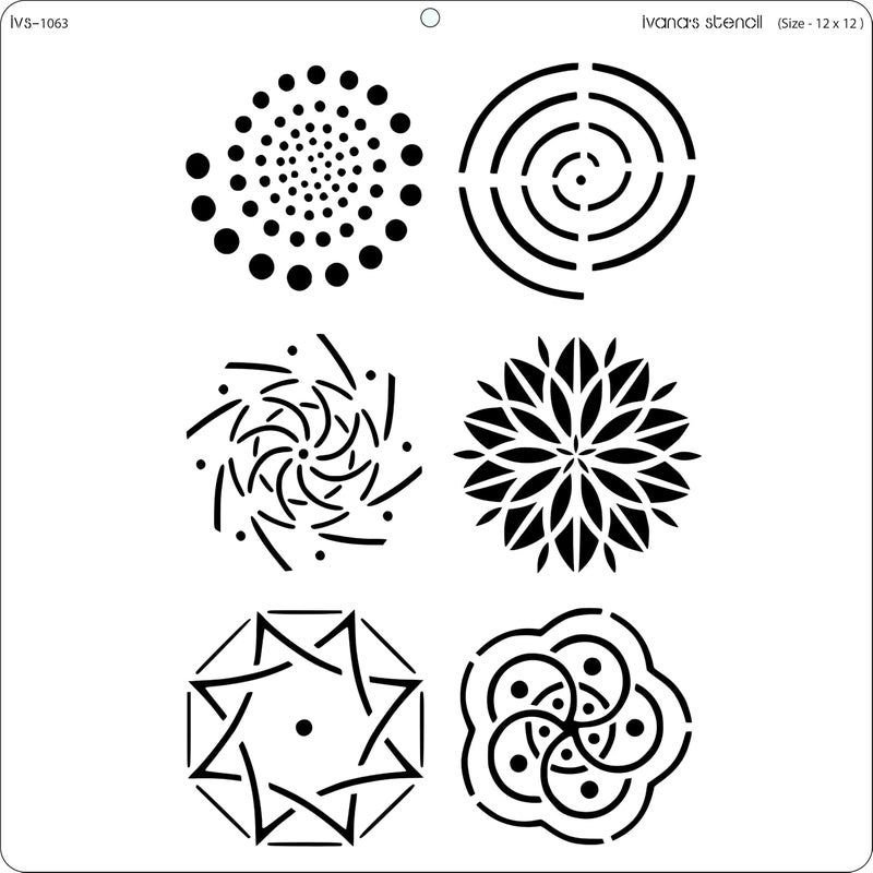 ivana's Ivana's Mix Modern Design Stencil for Art & Craft, Reusable DIY Decorative Stencil for Painting on Canvas, Fabric, Cloth, Paper, Glass, Furniture and Wall, Size - 12 x 12 inch, IVS-1063  - Image 1