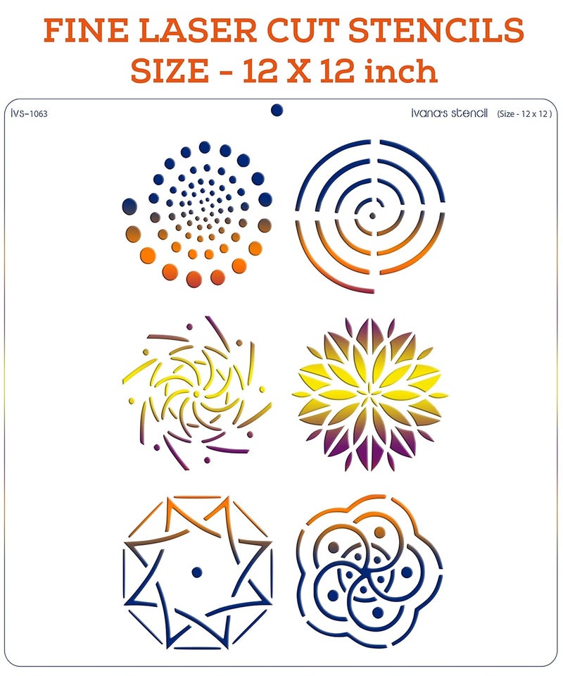 ivana's Ivana's Mix Modern Design Stencil for Art & Craft, Reusable DIY Decorative Stencil for Painting on Canvas, Fabric, Cloth, Paper, Glass, Furniture and Wall, Size - 12 x 12 inch, IVS-1063  - Image 3