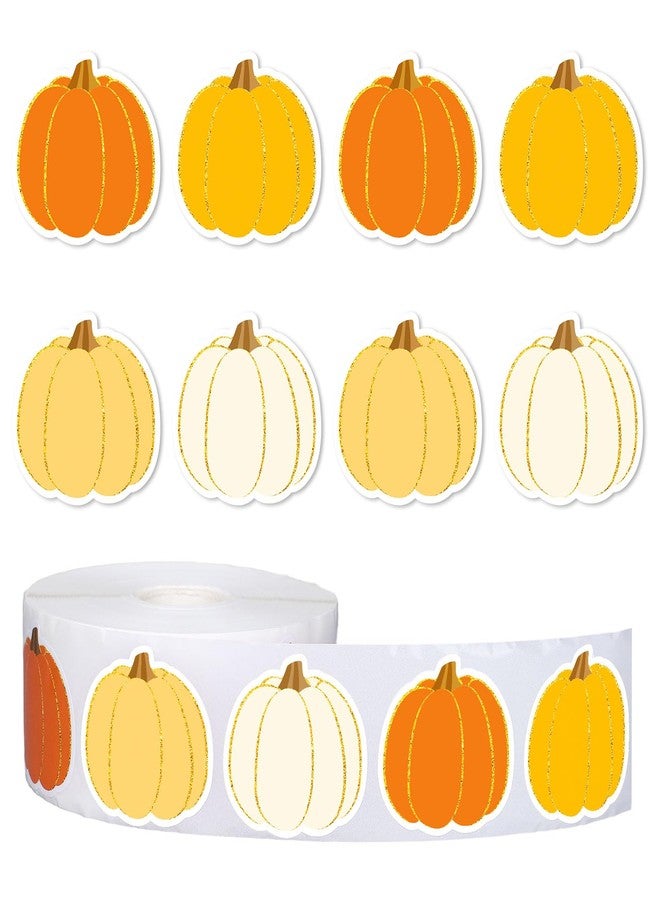 Whaline 1000 Pcs Fall Pumpkin Stickers Roll Orange Yellow Colored Pumpkin Self-Adhesive Sticker Decals for Autumn Thanksgiving Party Scrapbook Envelope Decor Supplies - Image 1