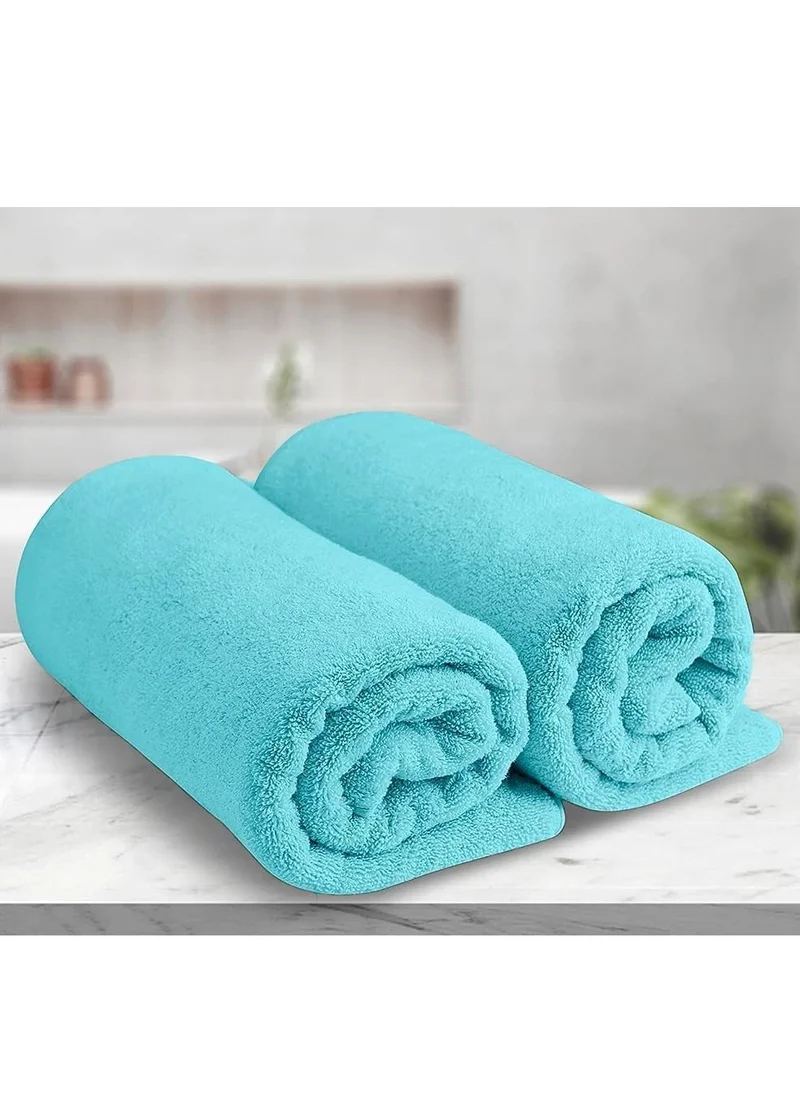 1Chase Oversized Bath  Sheets , AR Linen Soft Absorbent Large Towels Set Of 2  600GSM 76.2x152.4 CM Aqua