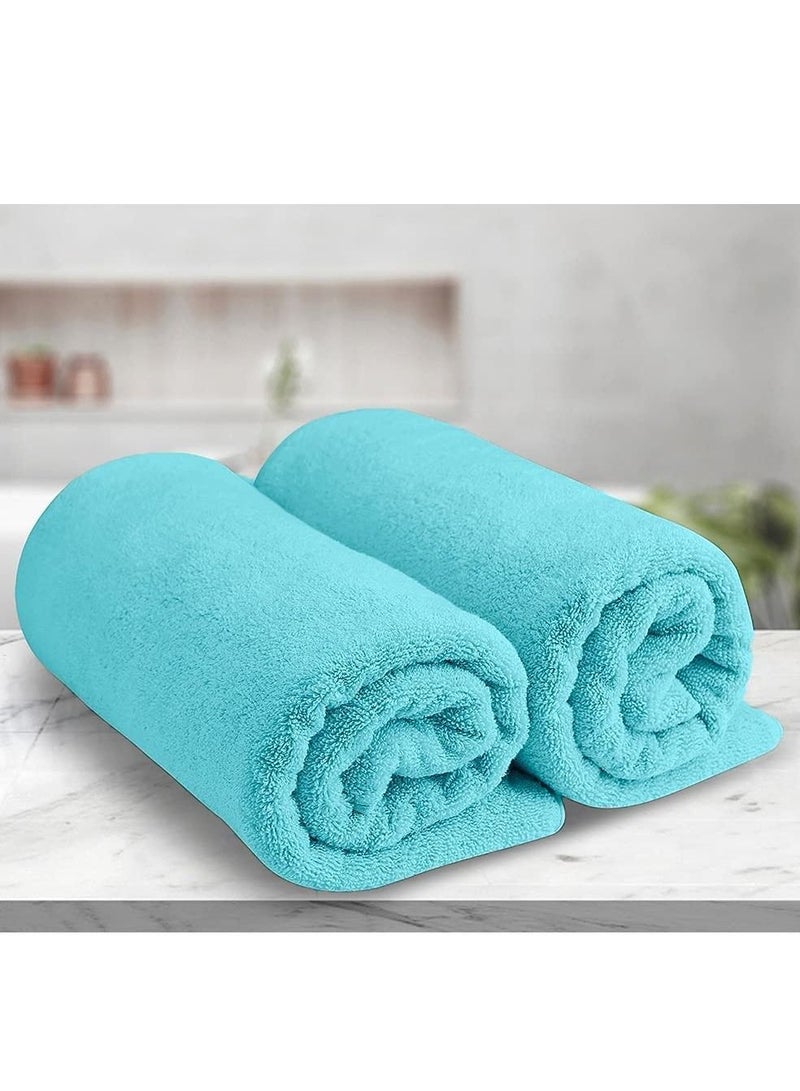 1Chase Oversized Bath  Sheets , AR Linen Soft Absorbent Large Towels Set Of 2  600GSM 76.2x152.4 CM Aqua  - Image 3