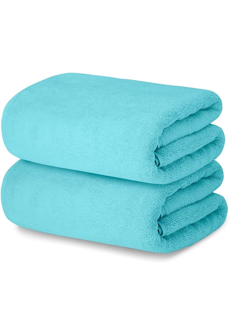 1Chase Oversized Bath  Sheets , AR Linen Soft Absorbent Large Towels Set Of 2  600GSM 76.2x152.4 CM Aqua  - Image 1