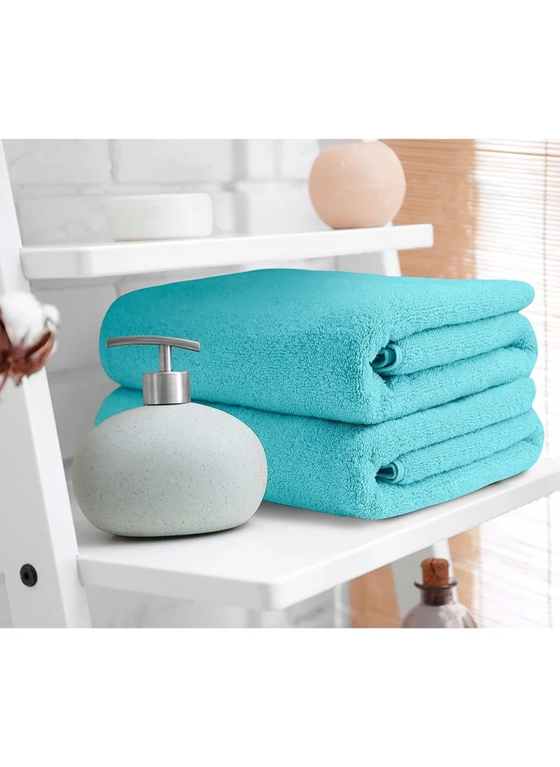 1Chase Oversized Bath  Sheets , AR Linen Soft Absorbent Large Towels Set Of 2  600GSM 76.2x152.4 CM Aqua