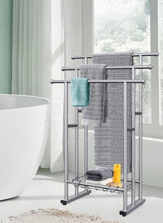 رف مناشف أرضي معدني قائم بذاته بسعة كبيرة بثلاث طبقات، حامل مناشف معدني مطلي بطبقة مضادة للصدأ، حامل تجفيف، رف منظم للحمام مع 3 رفوف تخزين لتوفير المساحة - pzsku/Z2A736DC3BB1417DD7F5BZ/45/1750757478/5ca38db3-44d3-42ca-86a4-553119e804c9