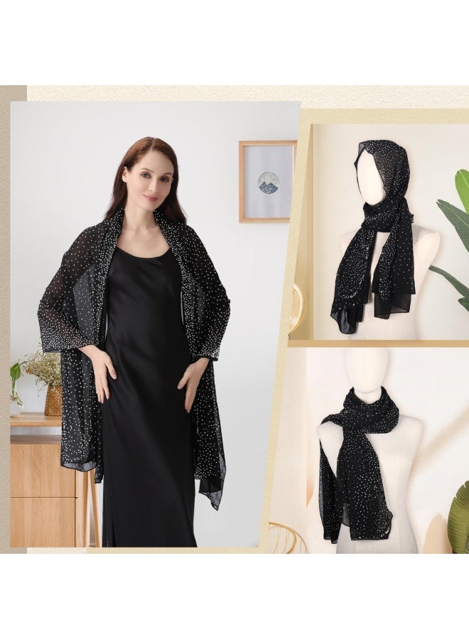 Women's Sparkly Rhinestone Chiffon Shawl Wrap – Soft Sheer Wedding Evening Scarf, 79x28 Inch, Formal Cover Up for Party & Prom - Image 2