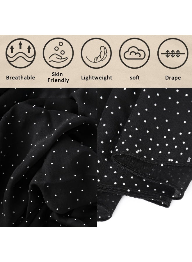 Women's Sparkly Rhinestone Chiffon Shawl Wrap – Soft Sheer Wedding Evening Scarf, 79x28 Inch, Formal Cover Up for Party & Prom - Image 4