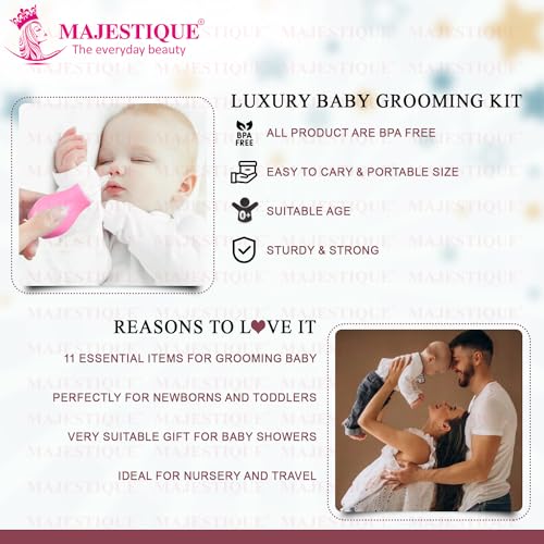 Majestique 11-in-1 Baby Grooming Kit | Portable Newborn Baby Grooming Set | Complete Manicure & Healthcare Kit for Infants, Toddlers, and Kids (Pink) - Image 3