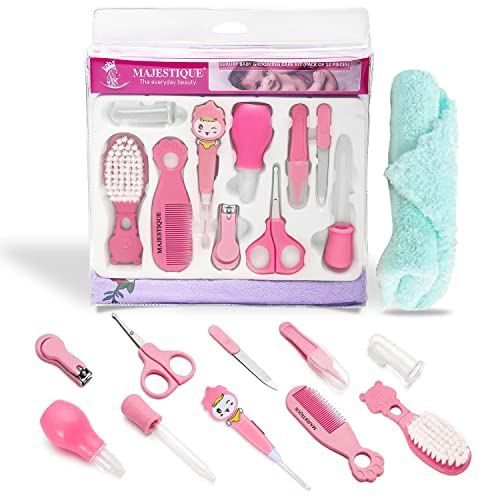 Majestique 11-in-1 Baby Grooming Kit | Portable Newborn Baby Grooming Set | Complete Manicure & Healthcare Kit for Infants, Toddlers, and Kids (Pink) - Image 1