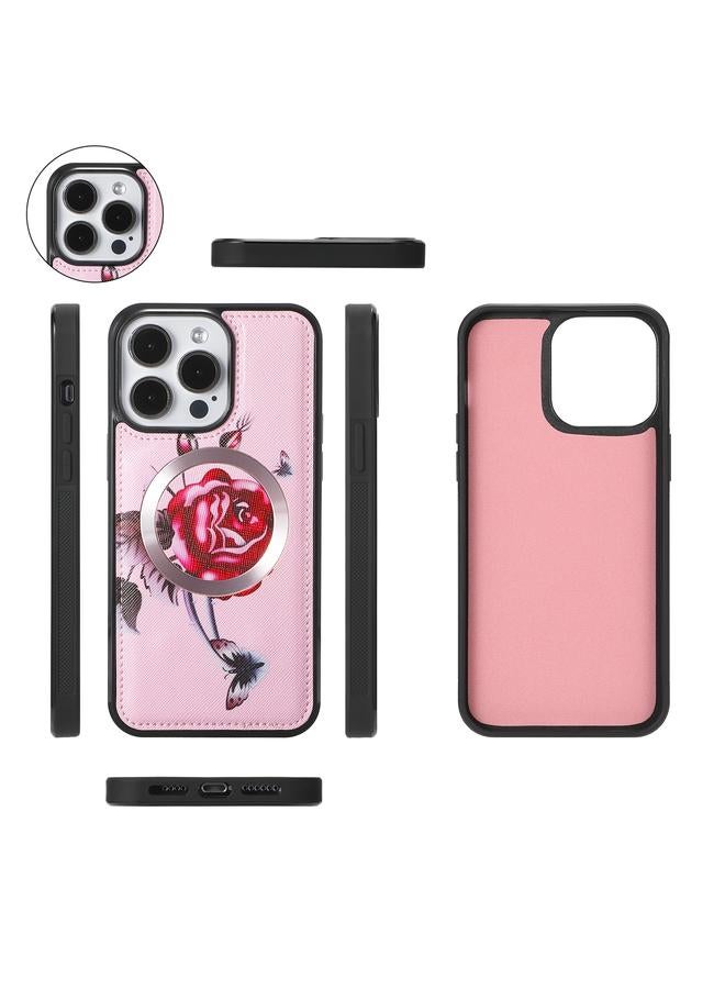 اس-توب جراب هاتف iPhone 15 Pro Max متعدد الوظائف على شكل زهرة، جراب هاتف جلدي بسحاب مع محفظة MagSafe - Image 2