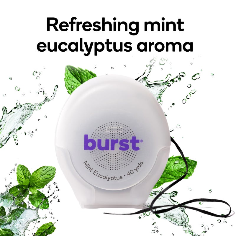 BURST Expanding Dental Floss (Mint Eucalyptus/160 Yards) | Stain Absorbing & Woven Teeth Floss with Xylitol Coating to Fight Cavities | Vegan | Paraben Free Expanding Floss - Image 5