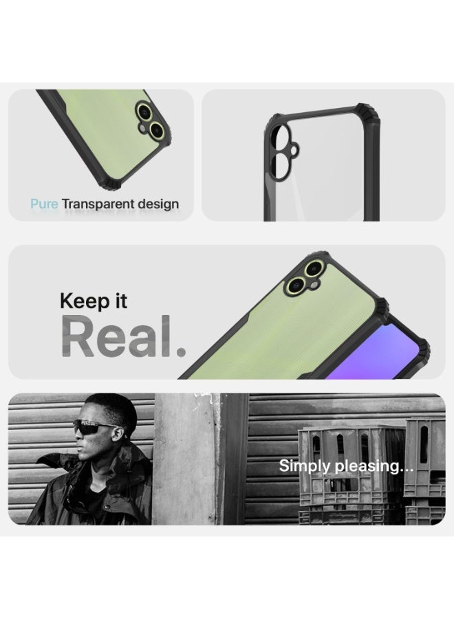 Samsung Galaxy A07 Clear Case Hard PC Back Cover with Shockproof TPU Black Border 360 Degree Impact Resistant non-Yellowing Transparent Cover For Samsung Galaxy A07 - Image 5